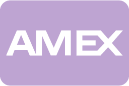rectangular logo of American Express credit card in purple